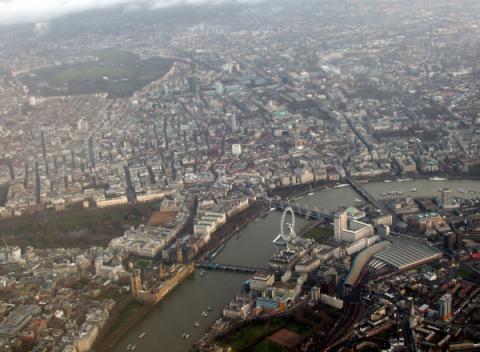 London Eye vanuit de lucht